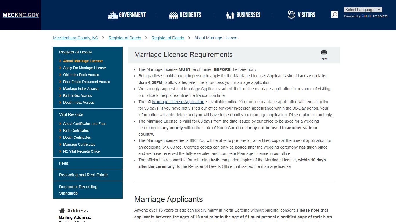 Marriage License Requirements - mecknc.gov